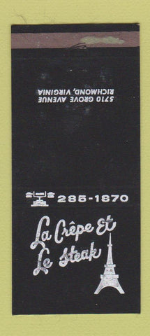 Matchbook Cover - La Crepe Et Le Steak Richmond VA 30 Strike