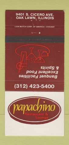 Matchbook Cover - Papachino Restaurant Oak Lawn IL 30 Strike