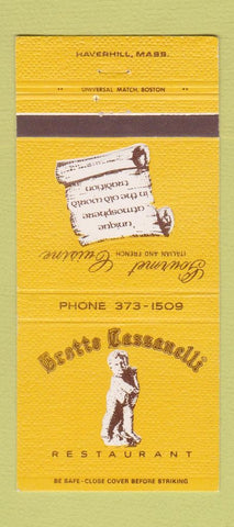 Matchbook Cover - Grotto Cassanelli Restaurant Haverhill MA 30 Strike