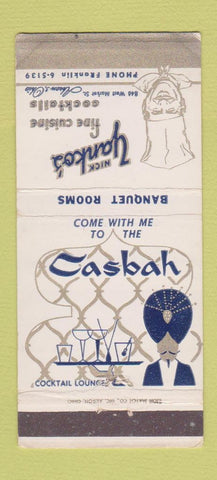 Matchbook Cover - Casbah Nick Yanko's Restaurant Akron OH 30 Strike