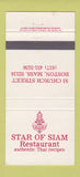 Matchbook Cover - Star of Siam Restaurant Boston MA 30 Strike