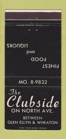 Matchbook Cover - Clubside Glen Ellyn Wheaton IL  30 Strike