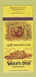 Matchbook Cover - Wolf's Den Restaurant Knox PA 30 Strike