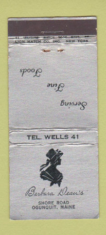 Matchbook Cover - Barbara Deau's Ogunquit ME restaurant WORN 21 Strike Feature