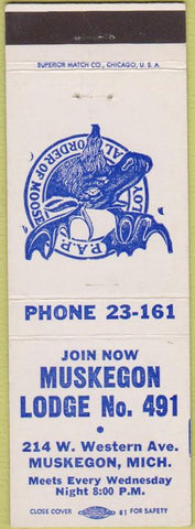 Matchbook Cover - Matchbook Cover Moose Lodge Muskegon MI