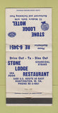Matchbook Cover - Stone Lodge Motel Retaurant Huntington WV WEAR 30 Strike