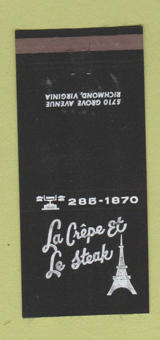 Matchbook Cover - Le Crepe Et Le Steak Richmond VA 30 Strike