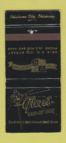 Matchbook Cover - Glen's Hik Ry Inn Oklahoma City OK 30 Strike