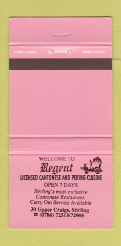 Matchbook Cover - Regent Chinese Restaurant Stirling UK 30 Strike