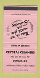 Matchbook Cover - Crystal Cleaners Duncan BC 30 Strike