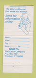 Matchbook Cover - Carlin Oil Burner Windsor CT 30 Strike