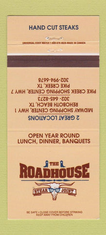 Matchbook Cover - Roadhouse Steak Pike Creek Rehoboth Beach TX 30 Strike