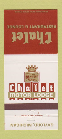 Matchbook Cover - Chalet Motor Lodge Gaylord MI Best Western 30 Strike