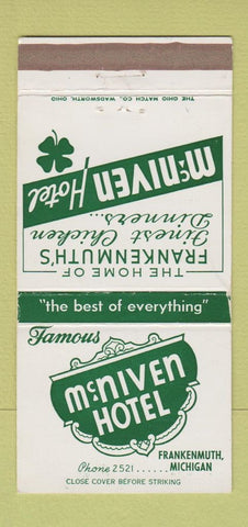 Matchbook Cover - McNiven Hotel Frankenmuth MI 30 Strike