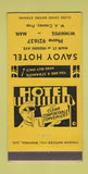 Matchbook Cover - Savoy Hotel Winnipeg MB YELLOW 30 Strike