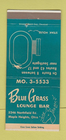 Matchbook Cover - Blue Grass Lounge Bar Maple Heights OH 30 Strike