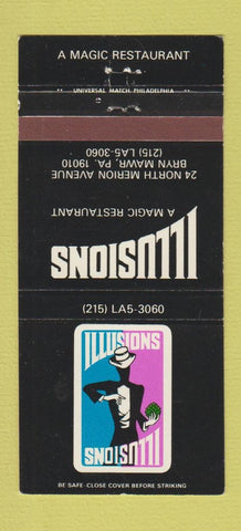 Matchbook Cover - Illusions Magic Restaurant Bryn Mawr PA 30 Strike