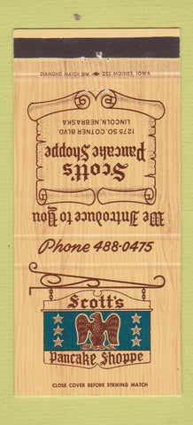 Matchbook Cover - Scott's Pancake Shoppe Lincoln NE 30 Strike