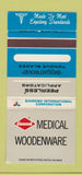 Matchbook Cover - Diamond Medical Woodenware  30 Strike