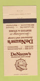Matchbook Cover - DeNAuw's Restaurant Manchester Concord NH 30 Strike