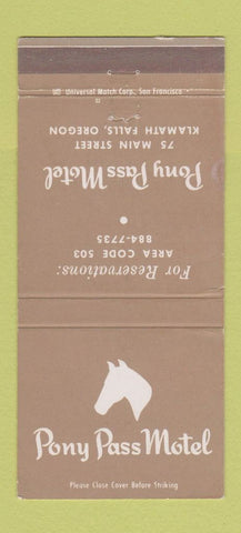 Matchbook Cover - Pony Pass Motel Klamath Falls OR 30 Strike