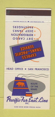 Matchbook Cover - Pacific Far East Line San Francisco CA 30 Strike