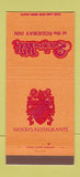 Matchbook Cover Sock o the Walk Wood's Restaurant Boise Twin Falls ID 30 Strike