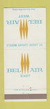 Matchbook Cover - Bel Air West St Louis MO 30 Strike