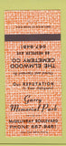 Matchbook Cover - Garry Memorial Park Elmwood Cemetary 30 Strike