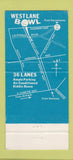 Matchbook Cover - West Lane Bowling Stockton CA 30 Strike