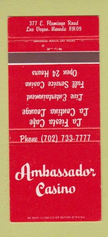Matchbook Cover - Ambassador Casino Las Vegas NV 30 Strike