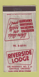 Matchbook Cover - Riverside Lodge Oakville ON 30 Strike