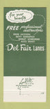 Matchbook Cover - Del Fair Lanes Bowling Cincinnati OH 30 Strike