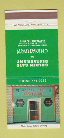 Matchbook Cover - Golden Gate Restaurant Cleveland OH Chinese 30 Strike
