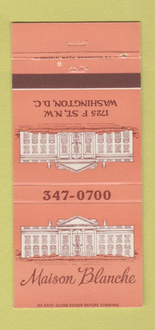 Matchbook Cover - Maison Blanche Washington DC 30 Strike