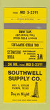 Matchbook Cover - Southwell Supply Pampa TX oil well 30 Strike