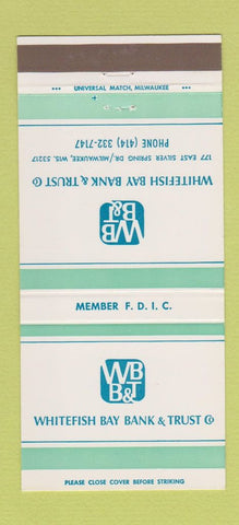 Matchbook Cover - Whitefish Bay Bank Milwaukee WI 30 Strike