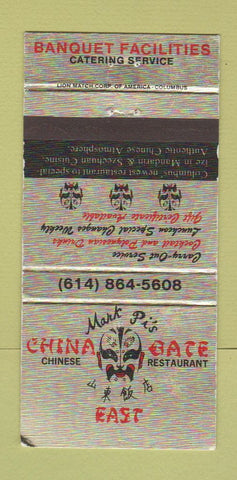 Matchbook Cover - China Gate Restaurant Chinese Columbus OH WEAR 30 Strike