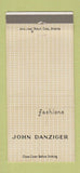 Matchbook Cover - John Danziger Fashions Clothes WEAR 30 Strike