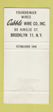 Matchbook Cover - Cabble Wires Brooklyn NY Fourdrinier SAMPLE 30 Strike