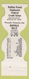 Matchbook Cover - Buffalo Bills Football Buffalo NY Postal Credit Union 1983