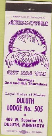 Matchbook Cover - Matchbook Cover Moose Lodge Duluth MN