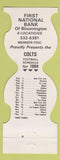 Matchbook Cover - Indianapolis Colts Football Bank Bloomington IN 1984