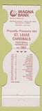 Matchbook Cover - St Louis Cardinals Football Bank Belleville IL 1987