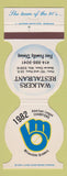 Matchbook Cover Milwaukee Brewers Baseball Walkers Restaurant Beaver Dam WI 1983