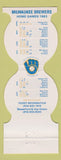 Matchbook Cover Milwaukee Brewers Baseball Walkers Restaurant Beaver Dam WI 1983