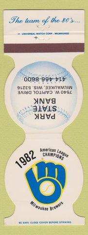 Matchbook Cover - Milwaukee Brewers Baseball Bank Milwaukee WI 1983