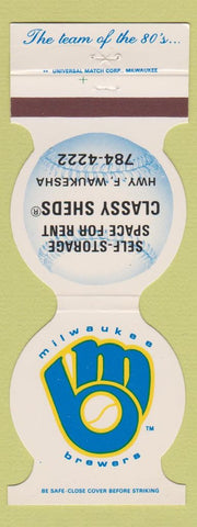 Matchbook Cover - Milwaukee Brewers Baseball Sheds Waukesha WI 1984