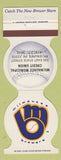 Matchbook Cover - Milwaukee Brewers Baseball Muni Credit Union Milwaukee WI 1986