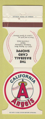 Matchbook Cover - California Angels Baseball card shoppe Fullerton CA 1982 WORN